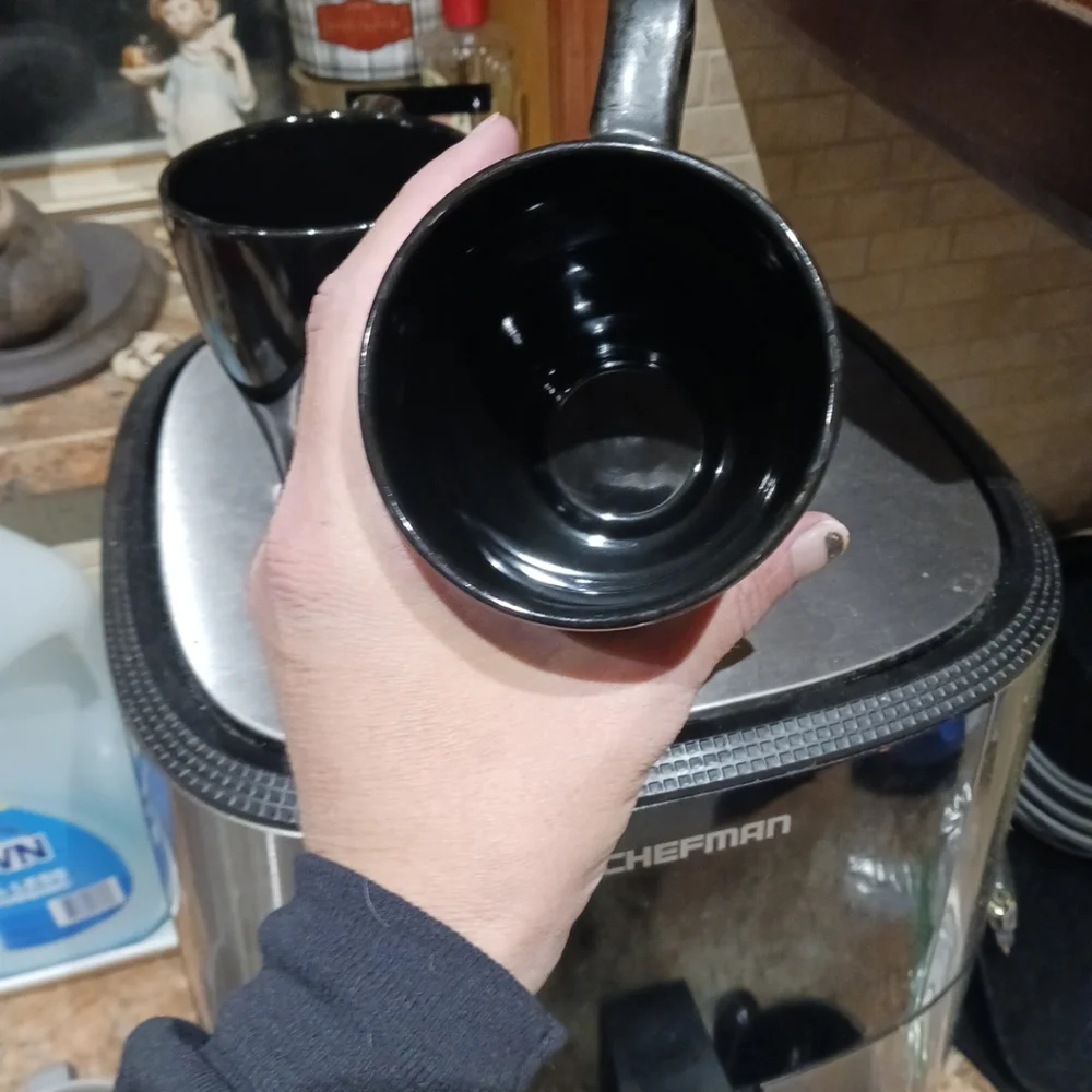 Lot -2 IKEA Fargrit Stacking Coffee Tea Mug Black 4